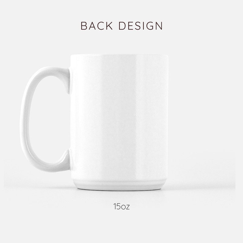 May include: White ceramic mug with a large handle. The mug is 15 ounces.