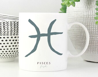 Pisces Coffee Mug | Pisces Symbol Mug | Pisces Drinkware | Pisces Zodiac Sign Gift | Zodiac Gift | Celestial Mug