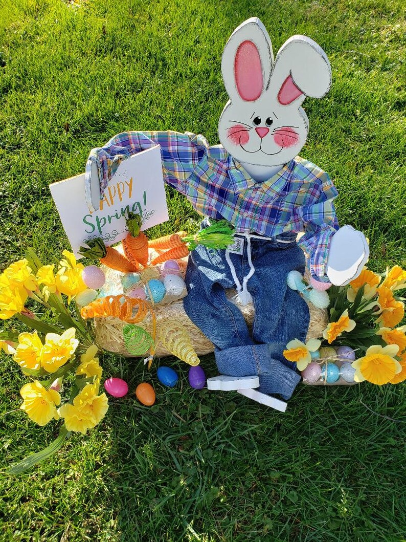 Wooden Rabbit Porch Sitter Spring Decorations Spring Home - Etsy