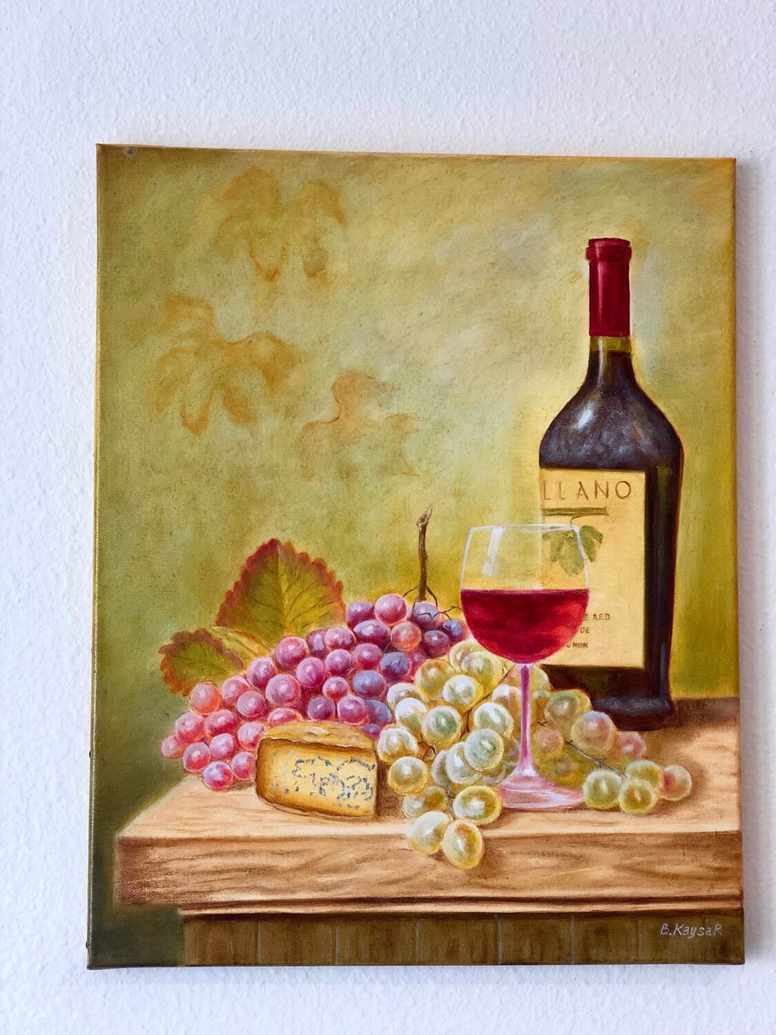 LIENZO PINTAR POR NUMEROS CON BASTIDOR 30x40cm. (27pz.) Bodegón 1 Fruta Vino