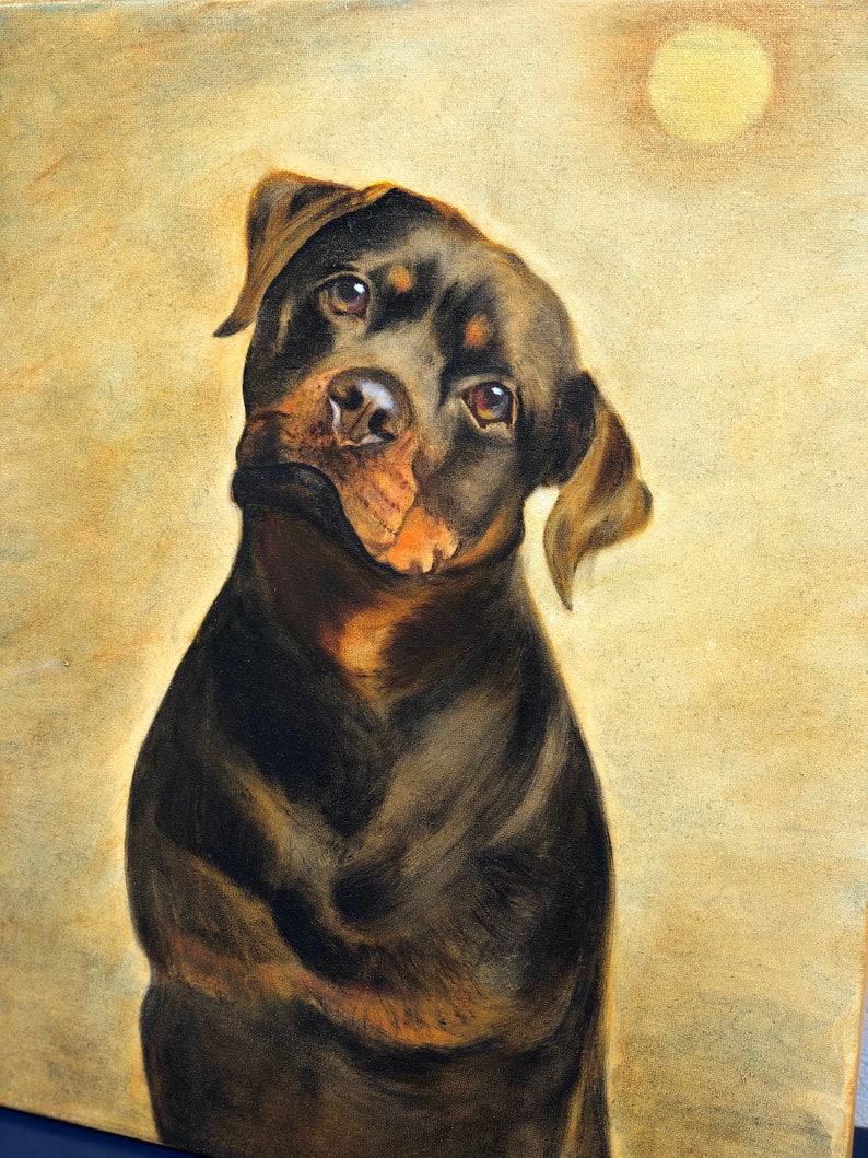 Rottweiler Puppy Oil Painting by B.kaysar Free Shipping Etsy