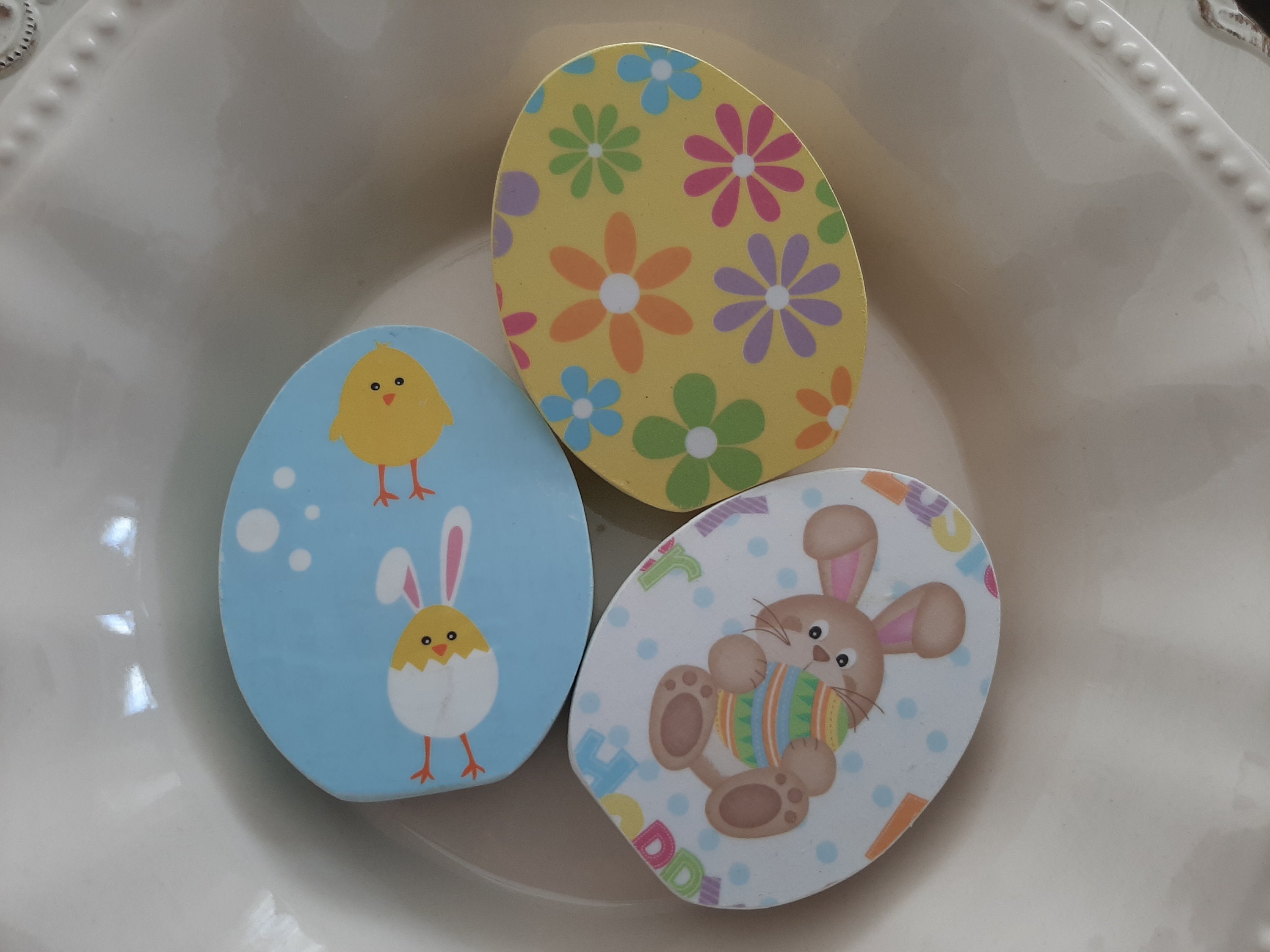 Set of 3 Decoupaged Wood Easter Eggs Chunky Wood Easter Eggs Etsy