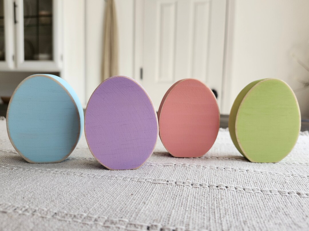 Small Chunky Wood Egg Easter Shelf Decor Distressed Wood Easter Eggs