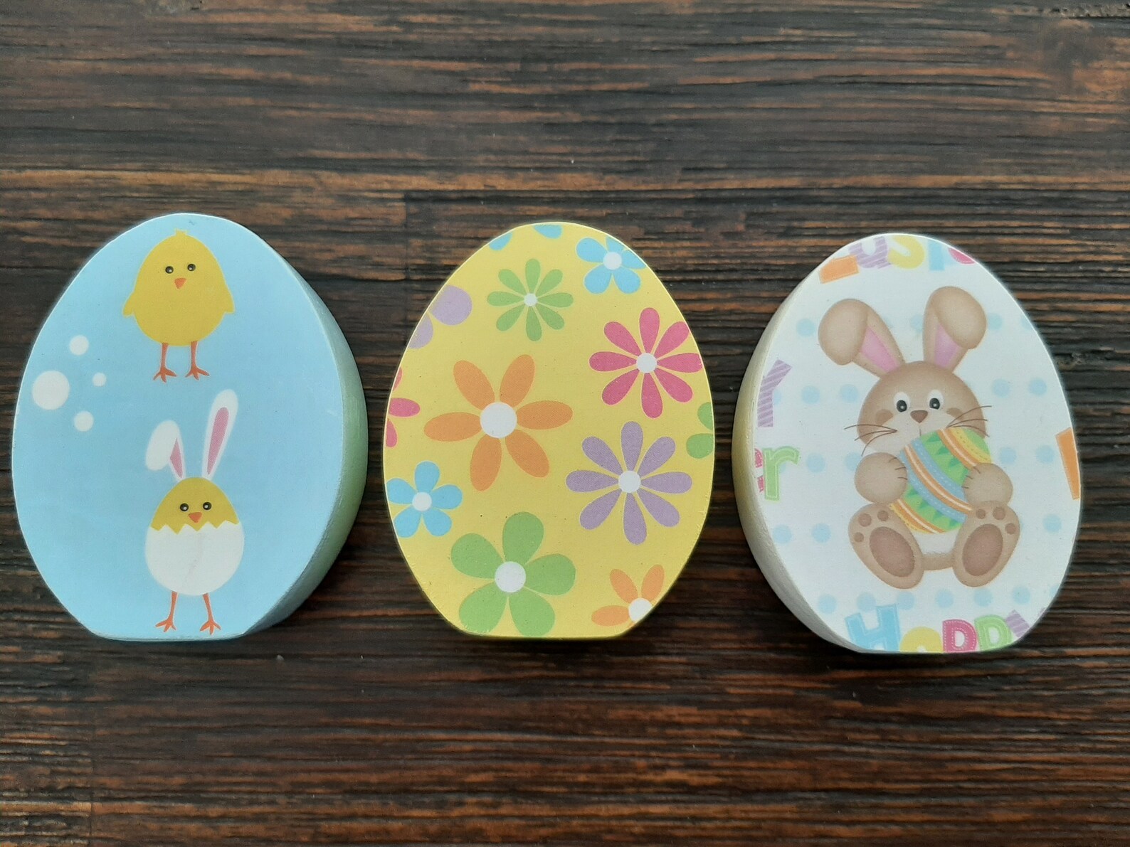 Set of 3 Decoupaged Wood Easter Eggs Chunky Wood Easter Eggs Etsy