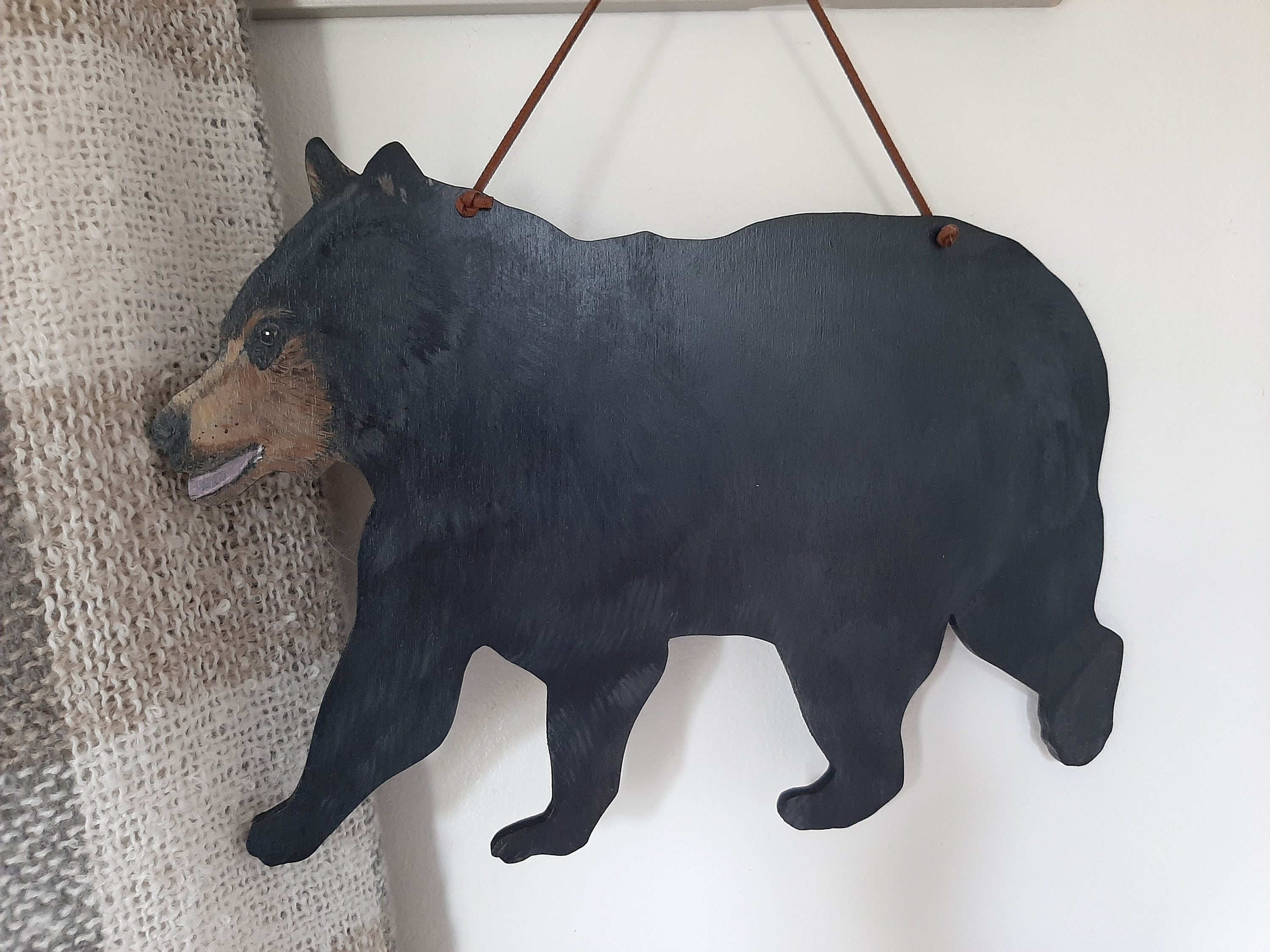 Black Bear Wall Hanging Hand Painted Black Bear Door Hanging Etsy