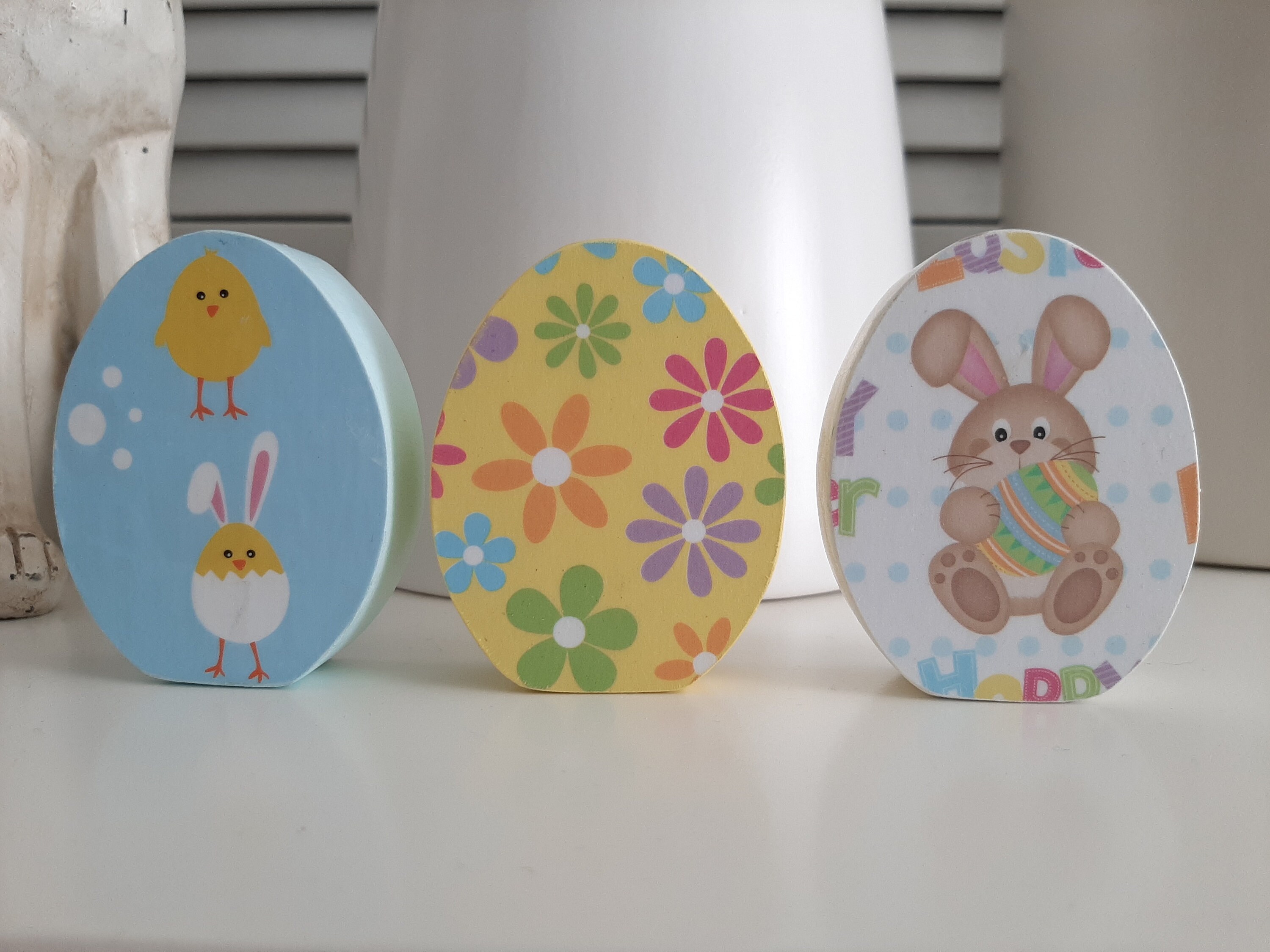 Set of 3 Decoupaged Wood Easter Eggs Chunky Wood Easter Eggs Etsy