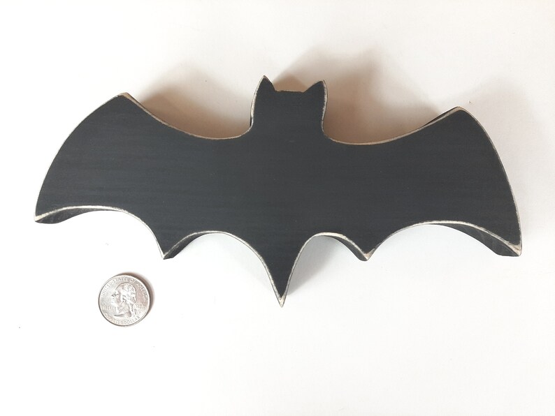 Chunky Wood Halloween Bat Wood Black Bat Halloween Table Decor Etsy