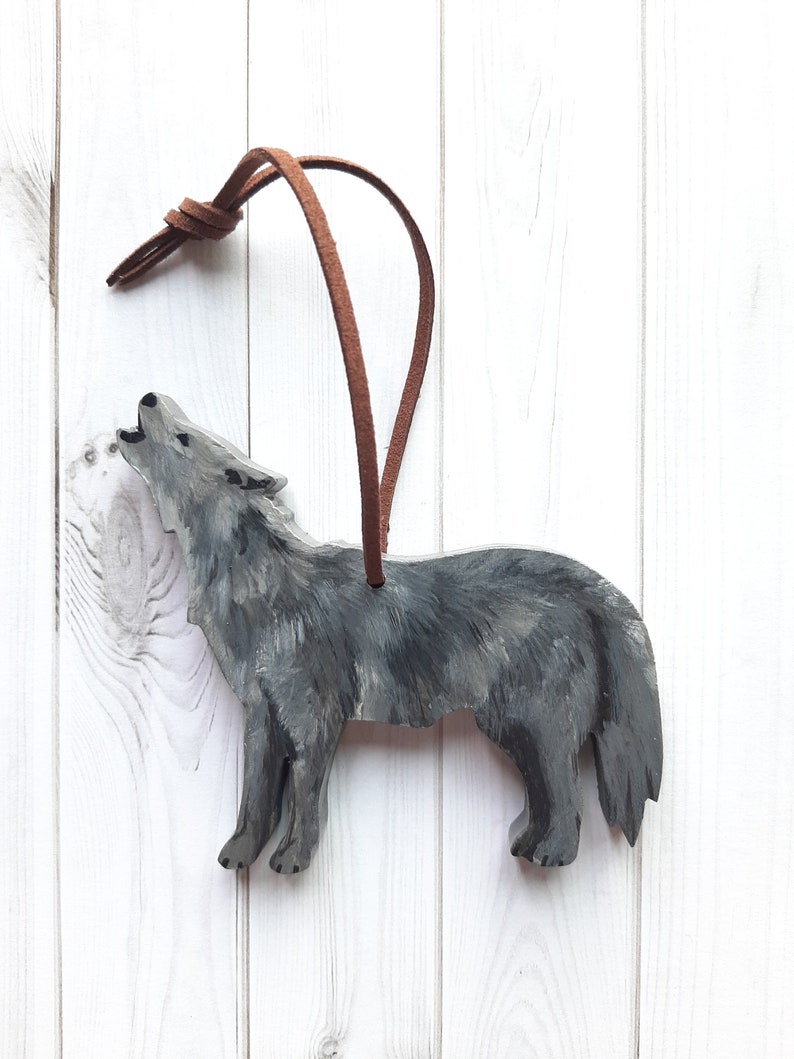 Wolf Ornament Wood Wolf Ornament Wolf Christmas Ornament Etsy