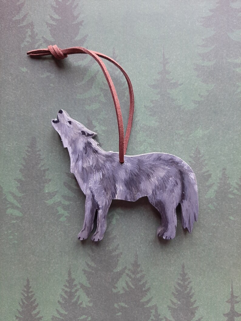 Wolf Ornament Wood Wolf Ornament Wolf Christmas Ornament Etsy