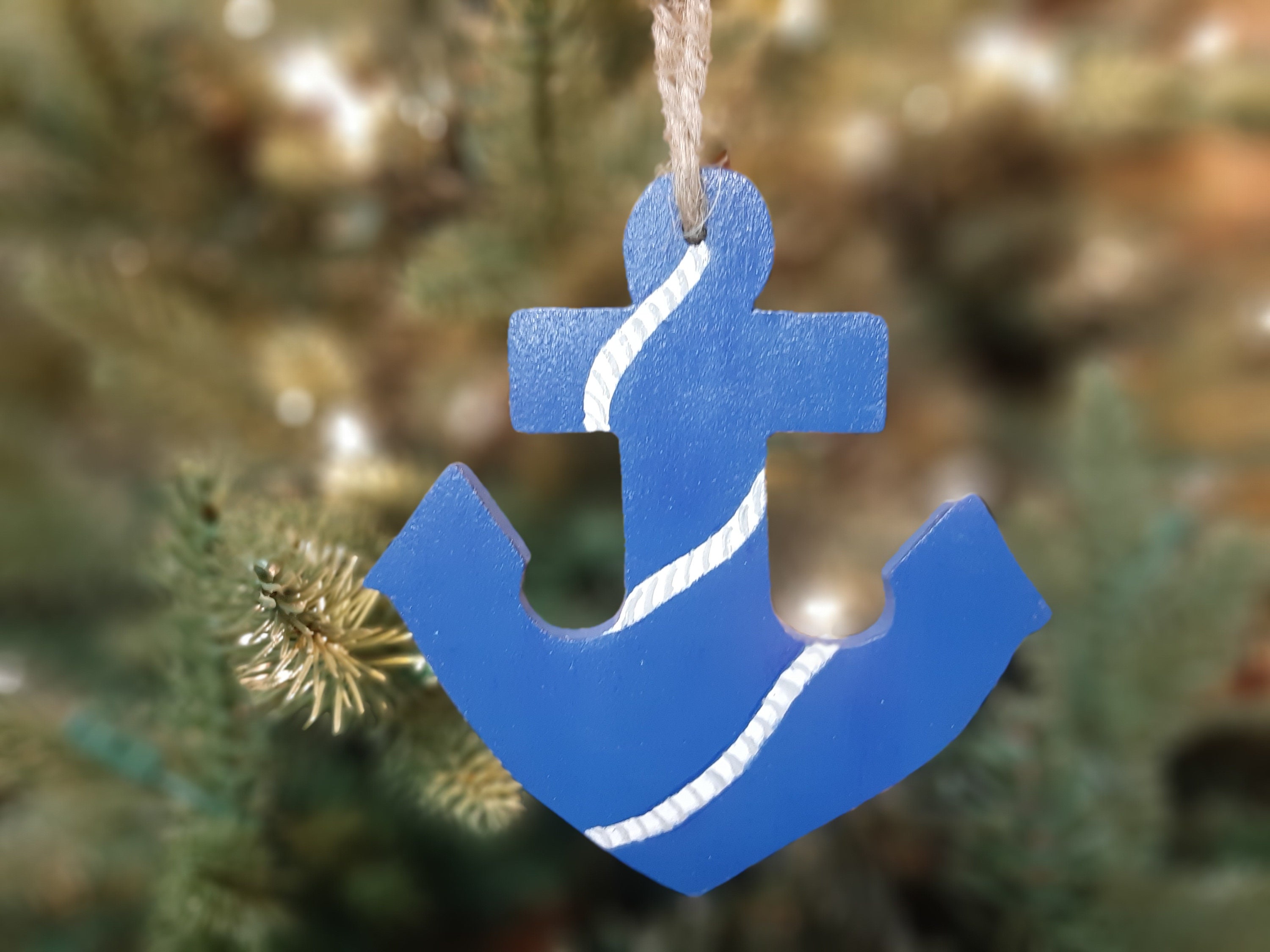 Anchor Ornament Blue Anchor Christmas Ornament Anchor Decor Etsy
