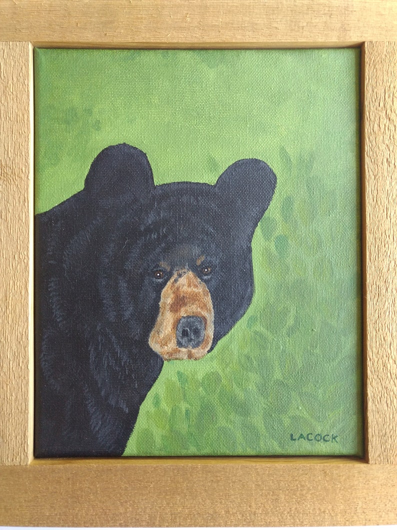 Framed Bear Painting Custom Framed Black Bear Original Etsy