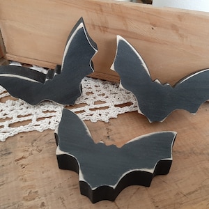 Set of 3 Primitive Halloween Bats  Chunky Wood Bats  Halloween Table Decor  Halloween Decor  Halloween Office Decor  Bat Bowl Fillers