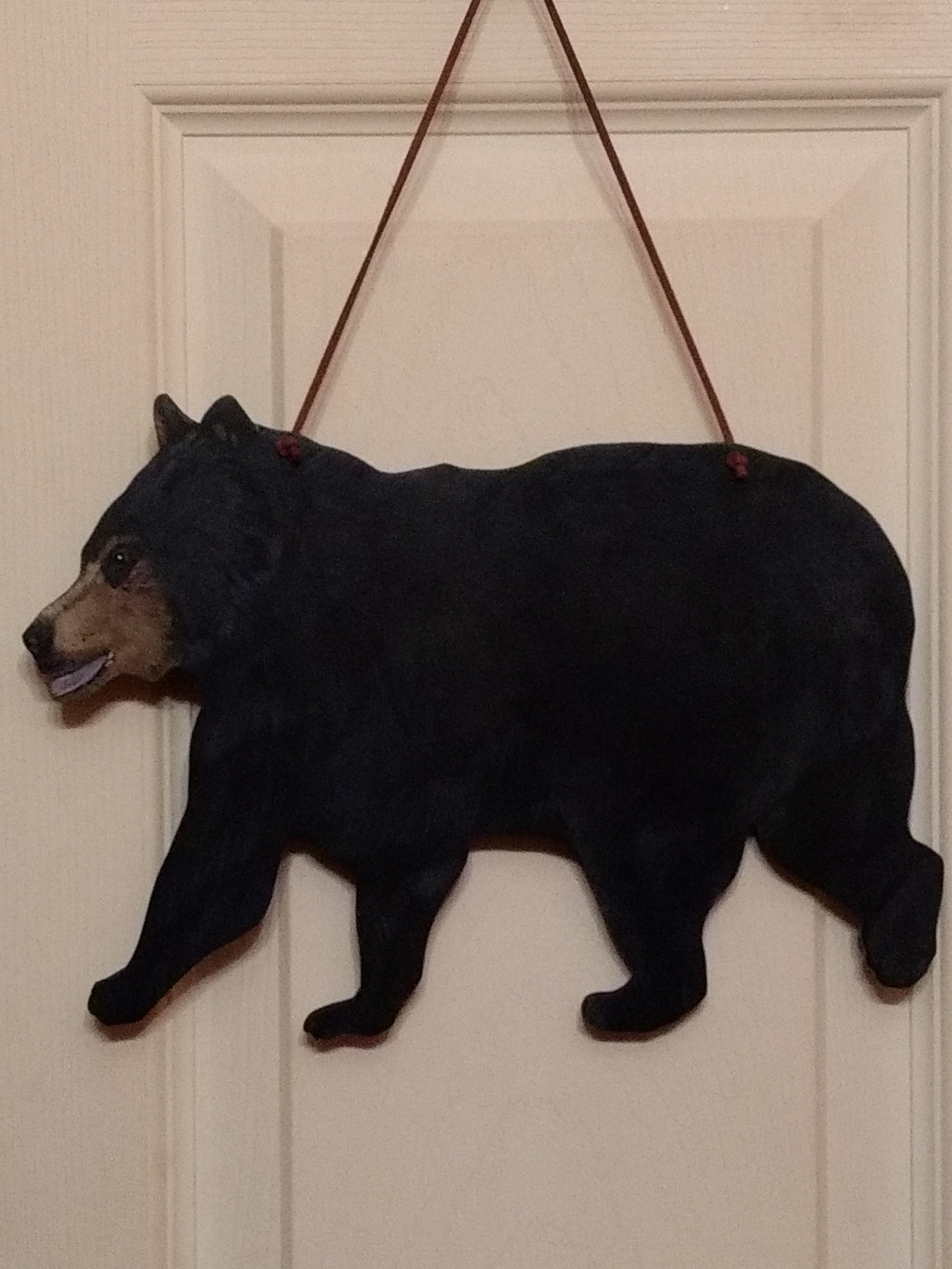 Black Bear Wall Hanging Hand Painted Black Bear Door Hanging Etsy