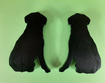 Set of 2 Black Lab Magnets  Large Black Lab Kitchen Magnets  Wood Dog Magnets  Black Lab Decor  Pair of Black Lab Silhouette Magnets