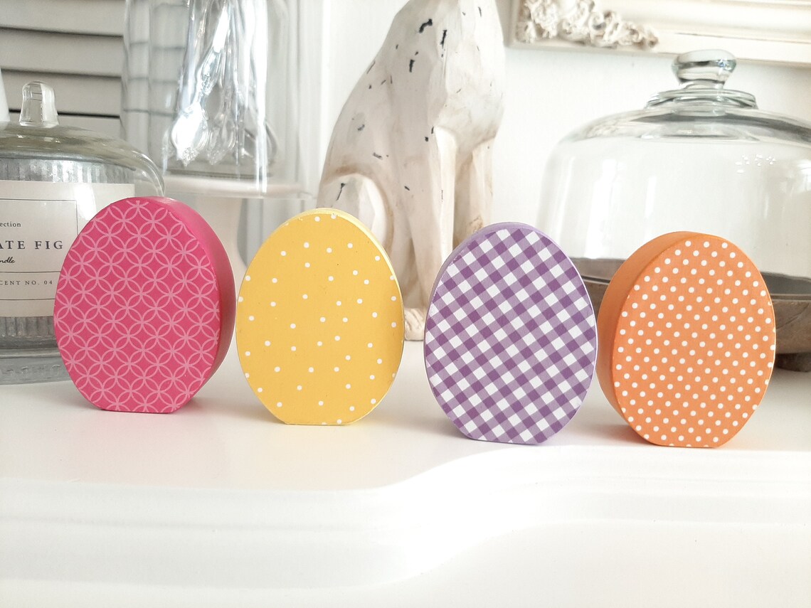 Set of 4 Decoupaged Wood Easter Eggs Wood Easter Eggs Easter Etsy