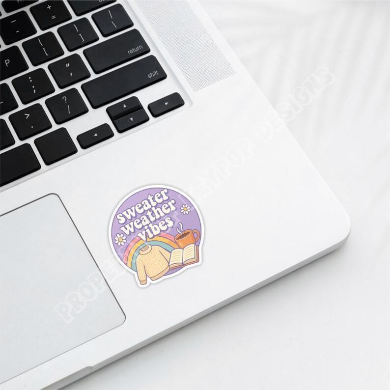 Sweater Weather Vibes Sticker | Cozy Fall Aesthetic Vinyl Decal | Waterproof Laptop & Water Bottle Autumn Gift image 3
