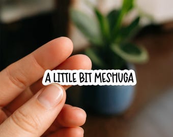 A Little Bit Meshuga Funny Jewish Yiddish Sticker Cute Gift for Friends Laptop Waterbottle Tumbler Planner Kindle Cell Phone
