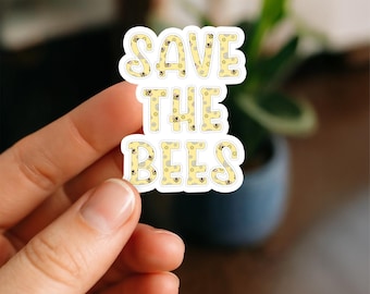Save the Bees Sticker: Waterproof Vinyl Decal for Laptop, Water Bottle