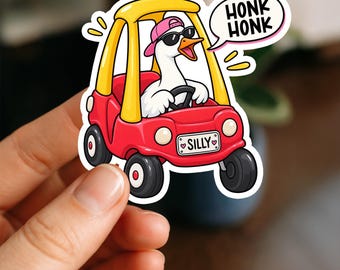 Silly Goose Sticker, Funny Goose Sticker, Honk Honk Decal, Cute Animal Meme Sticker for Water Bottle, Laptop, Kindle or Tumbler