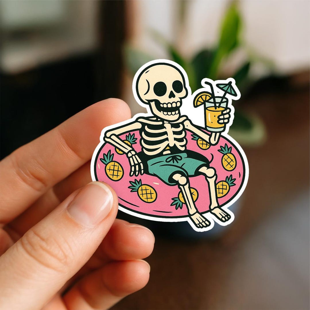 Pool Skeleton Pool Skeleton Waterproof Sticker, Glossy, Funny Stickers, Laptop ...