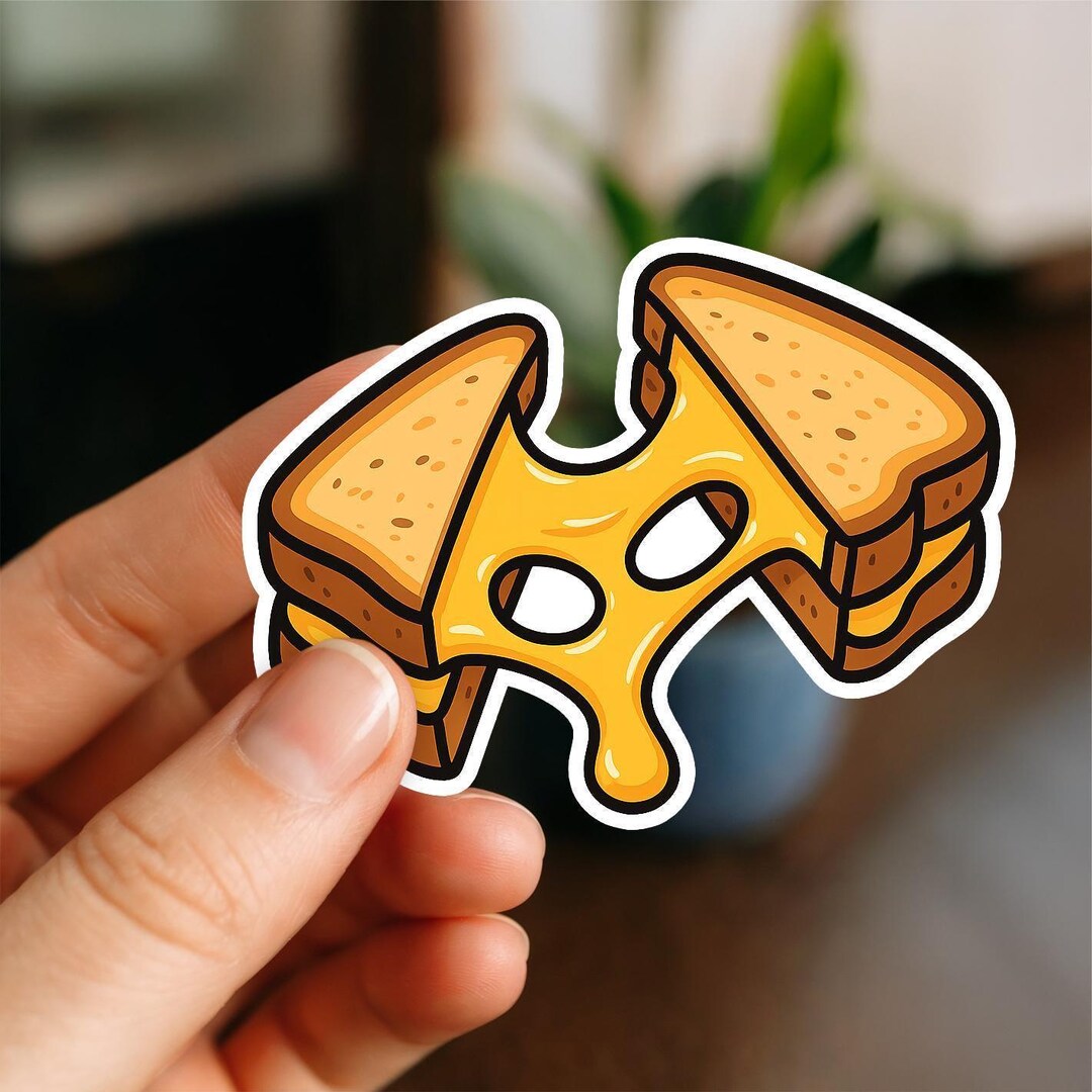 Grilled Cheese Waterproof Sticker, Glossy, Vinyl Sticker, Funny ...