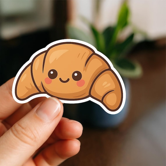 Cute Croissant Sticker, Glossy Waterproof Vinyl Decal