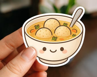 Matzah Ball Soup Waterproof Sticker, Glossy, Vinyl Sticker, Funny Stickers, Laptop Stickers, Decals, Friend Gift, Jewish food, kindle