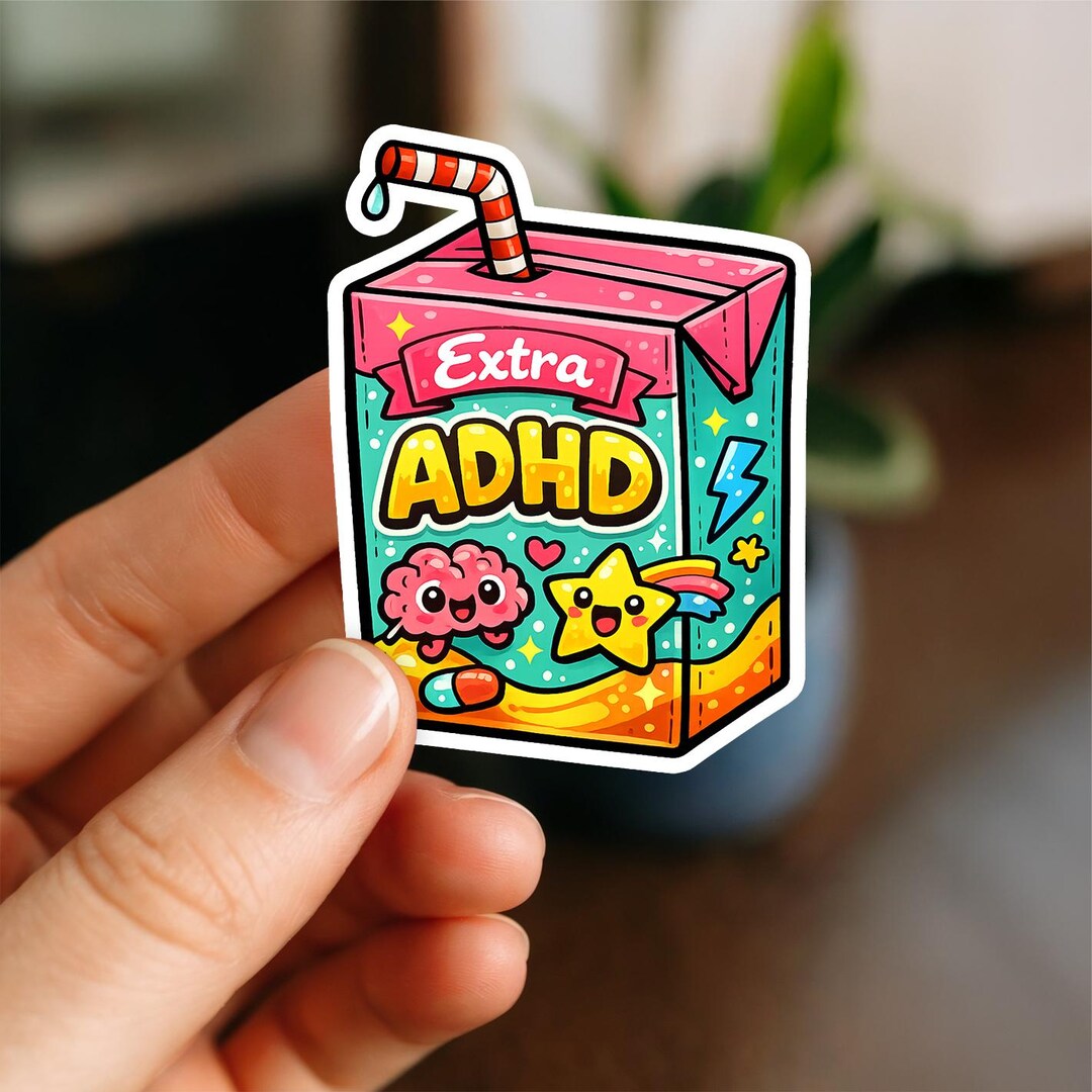 Extra ADHD Juice Box Sticker | Funny Neurodivergent Vinyl Decal - Etsy