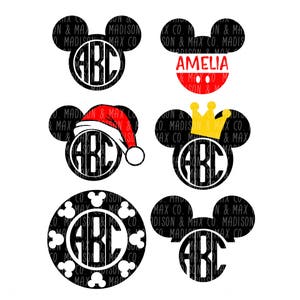 Mickey Monogram Frame Pack, SVG, PNG, dxf, jpg, jpeg, Silhouette Files, Cricut Files, svg files, dxf files, png files, jpg files, decal