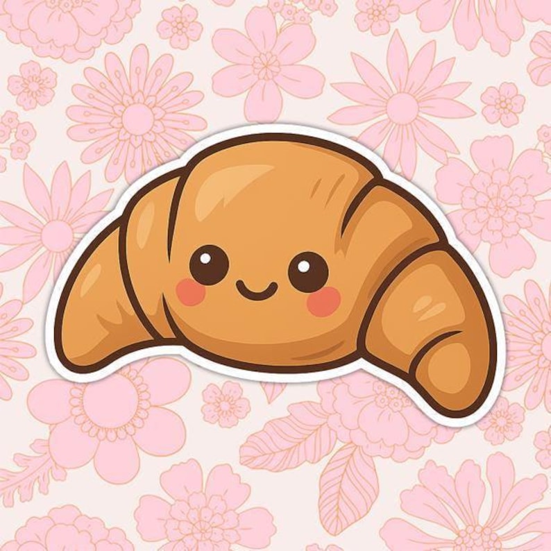 Cute Croissant Sticker, Glossy Waterproof Vinyl Decal image 2