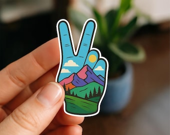 Peace Mountain Sticker  Nature Lover Vinyl Decal  Hiking & Adventure Sticker  Outdoor Travel Waterproof Sticker for Laptops  Water Bottles