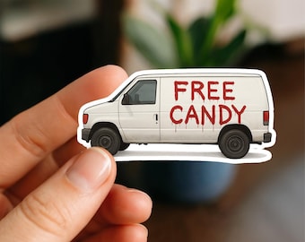 Free Candy Van Sticker Waterproof Sticker, Glossy, Vinyl Sticker, Funny Stickers, Laptop Stickers, spooky, horror