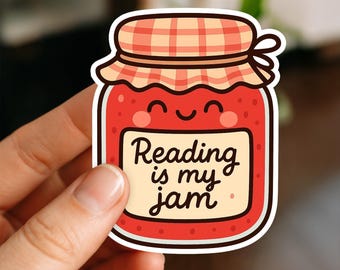 Reading Is My Jam Sticker • Cute Book Lover Vinyl Decal • Teacher Gift • Library Reading Sticker • Book Club Aesthetic Waterproof