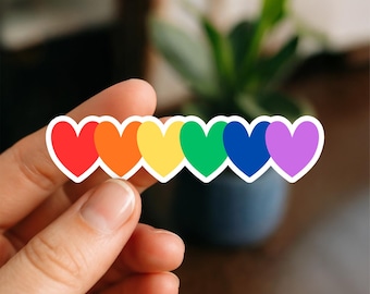 Pride Flag Heart Sticker LGBTQ+ Vinyl Decal | Rainbow Heart Sticker for Water Bottles, Laptops, Tumblers, Planners, Kindles