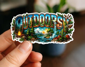 Outdoorsy Waterproof Sticker, Adventure Travel Quote Decal, Hiking Vinyl Sticker, Nature Lover Gift Waterproof Sticker, kindle sticker