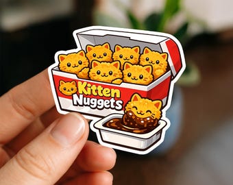 Kitten Nuggets Sticker, Funny Cat Sticker, Cute Nugget Cat Decal, Kawaii Kitty Vinyl Sticker, Cat Lover Gift Idea