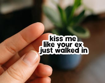 Pegatina "Bésame como tu ex", pegatina divertida, pegatinas para portátil, pegatinas para botellas de agua, pegatinas para Kindle, pegatinas WLW, pegatinas sáficas, pegatinas de orgullo