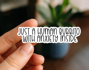 Human Burrito Sticker, Glossy, Vinyl Sticker, Funny Stickers, Laptop Stickers, Decals, Friend Gift, Shark Lover, Funny Gift, bake, anxiety