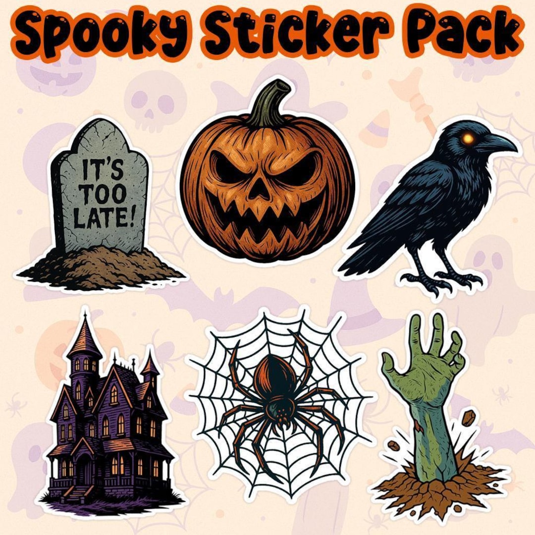 Spooky Halloween Sticker Pack – 6 Creepy Vinyl Stickers Pumpkin ...
