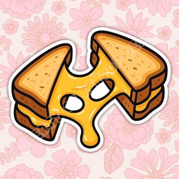 Grilled Cheese Waterproof Sticker, Glossy, Vinyl Sticker, Funny ...