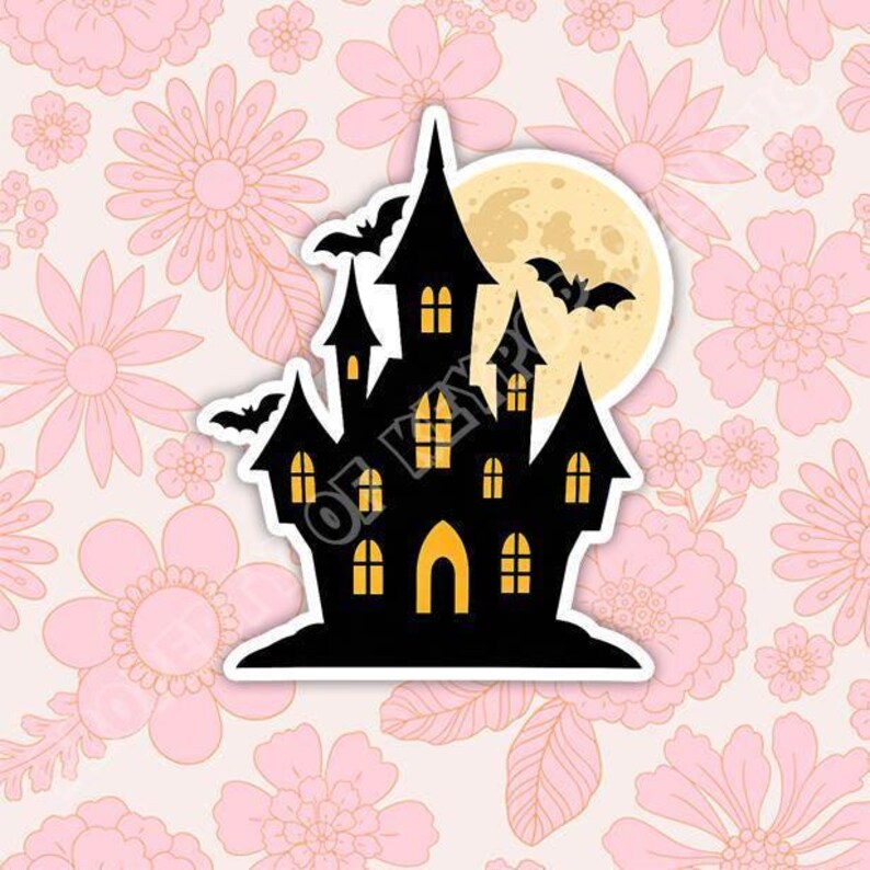 Haunted House Sticker | Spooky Halloween Vinyl Decal | Cute Haunted ...