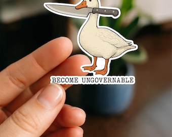 Pegatina "Ganso Ingobernable", pegatina de ganso divertida, vinilo adhesivo con humor animal caótico, pegatina impermeable para portátil o vaso.