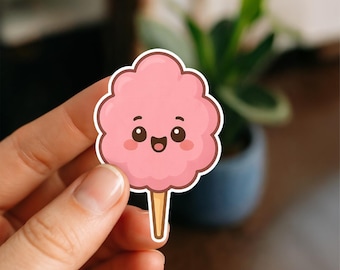 Cotton Candy Waterproof Sticker, Glossy, Vinyl Sticker, Funny Stickers, Laptop Stickers, Decals, Friend Gift, Ramen Lover