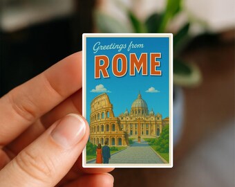 Rome Italy Waterproof Sticker, Decal for Suitcase, Kindle, Laptop, Sticker, Travel, Jet Set Stickers, Postcard Sticker, Travel Sticker