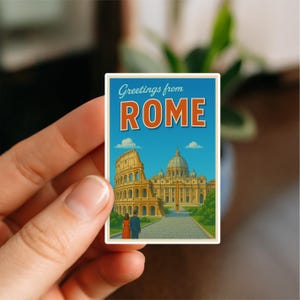 Rome Italy Waterproof Sticker, Decal for Suitcase, Kindle, Laptop, Sticker, Travel, Jet Set Stickers, Postcard Sticker, Travel Sticker