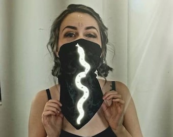 Reflective Snake Bandana| Velvet| Dust Bandana | Face Mask| Festival|