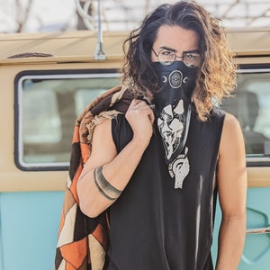 Reflective Mystic Mushroom Bandana: Trippy Rave Face Mask