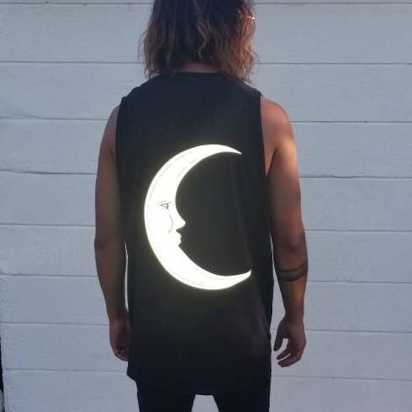 Reflective Moon Shirt| That Electric Touch Graphic Shirt | Men's Rave Cut Off|