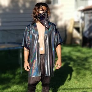 Kimono Rave irisé pour homme : robe de soirée festive