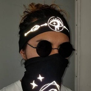 Reflective Dripping Eye Headband: Psychedelic Rave Festival Accessory